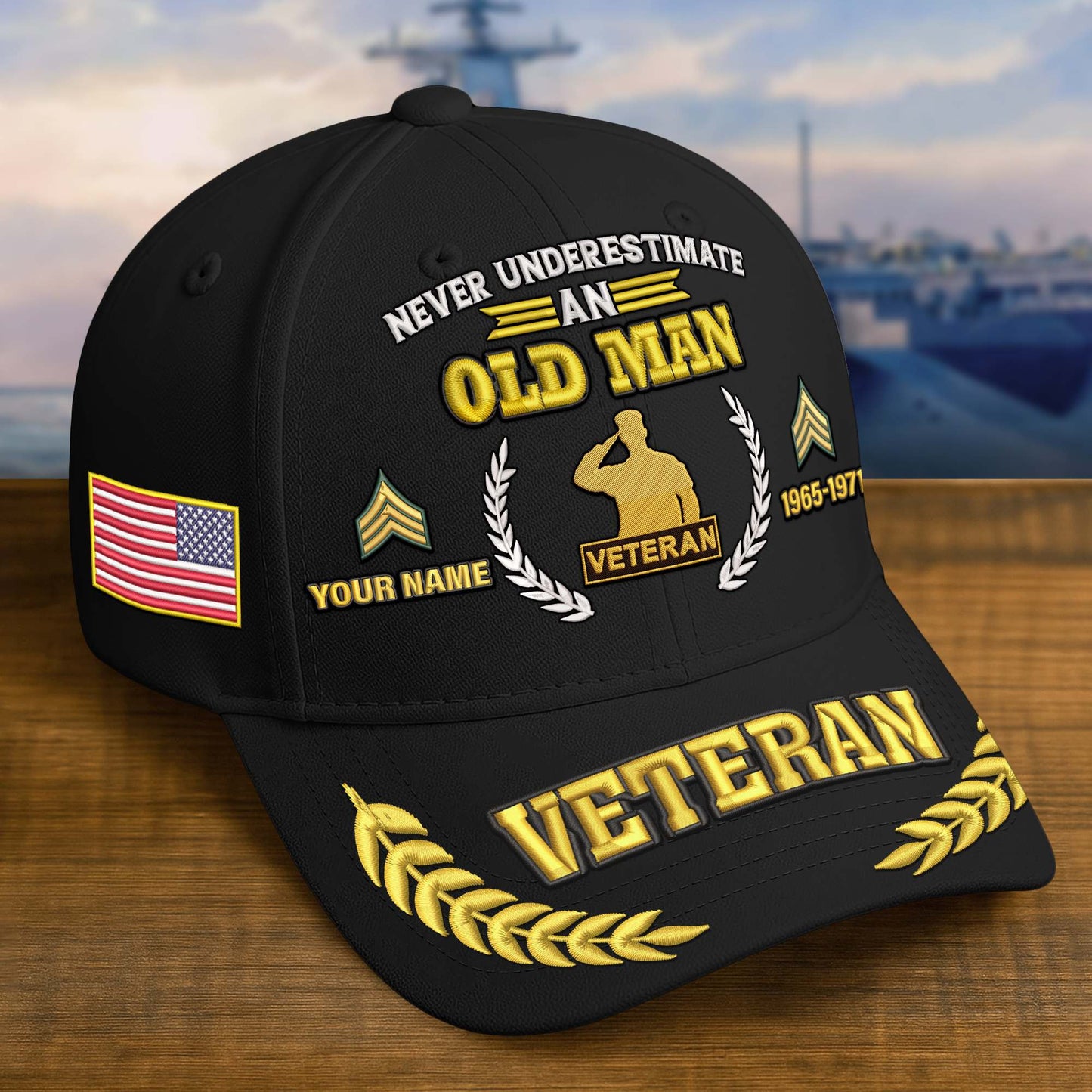 Premium Embroidered US Veterans Hats, Custom Name, Rank & Year, Gifts for US Veterans, Gifts on Veterans Day