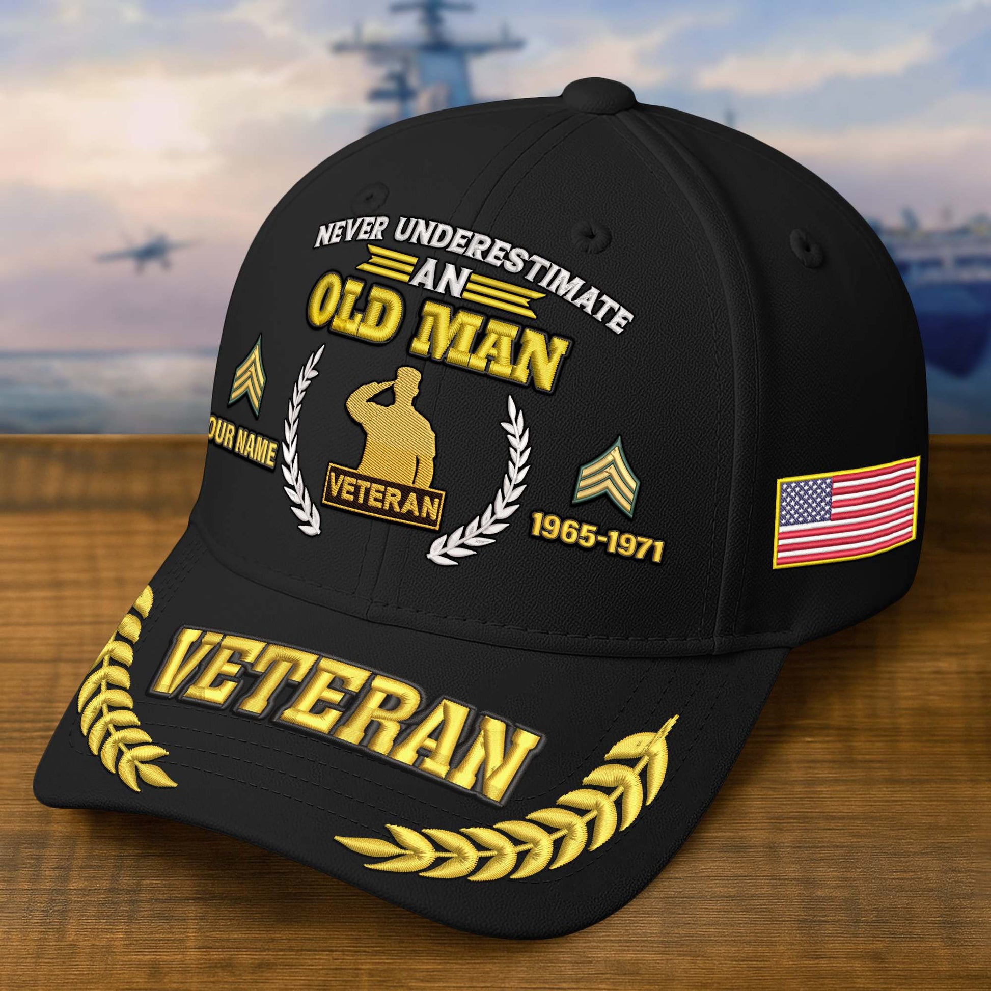 Premium Embroidered US Veterans Hats, Custom Name, Rank & Year, Gifts for US Veterans, Gifts on Veterans Day